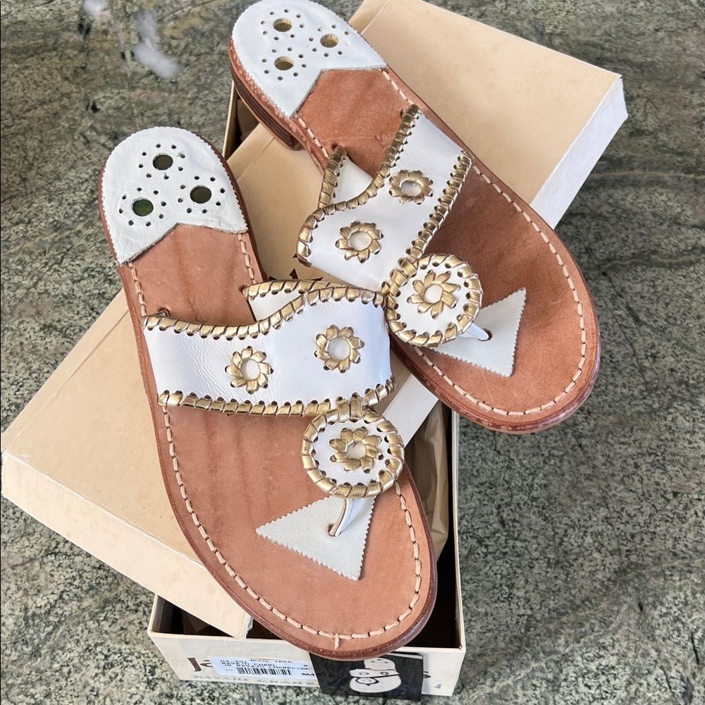 Jack Rogers White and Tan Sandals